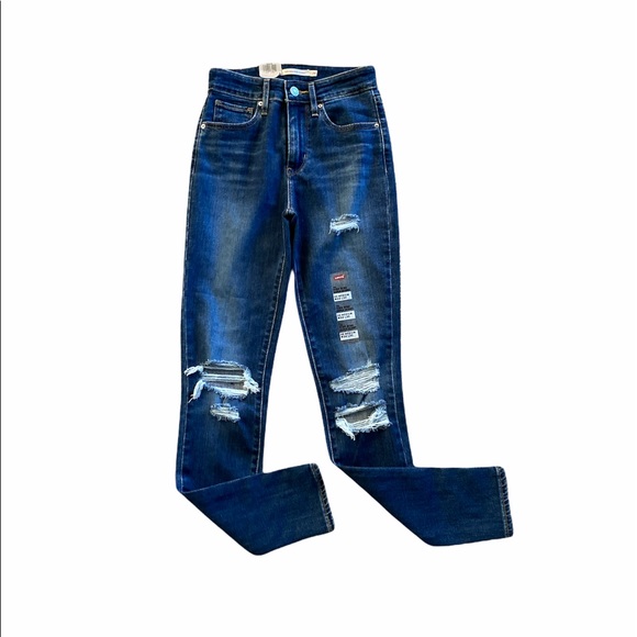 NWT Levis 721 High Rise Skinny Jeans Distressed 24/L30 - Picture 5 of 8